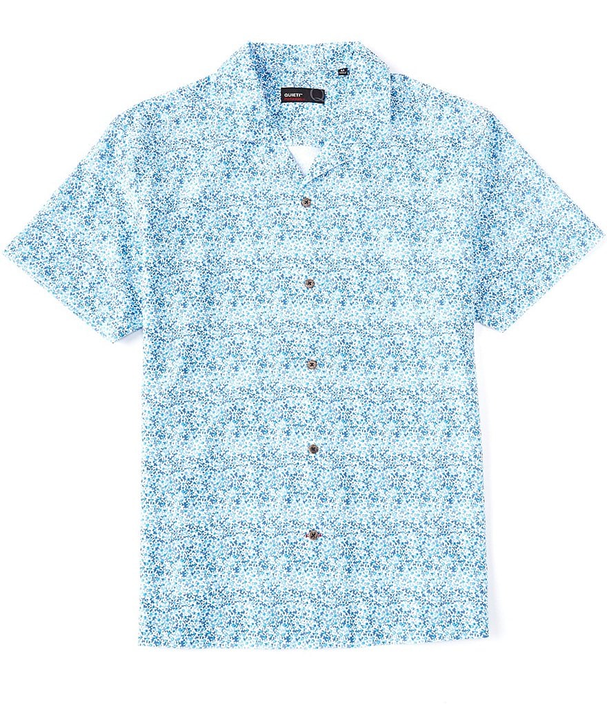 Quieti Non-Iron Floral Print Performance Stretch Short-Sleeve Woven Camp Shirt