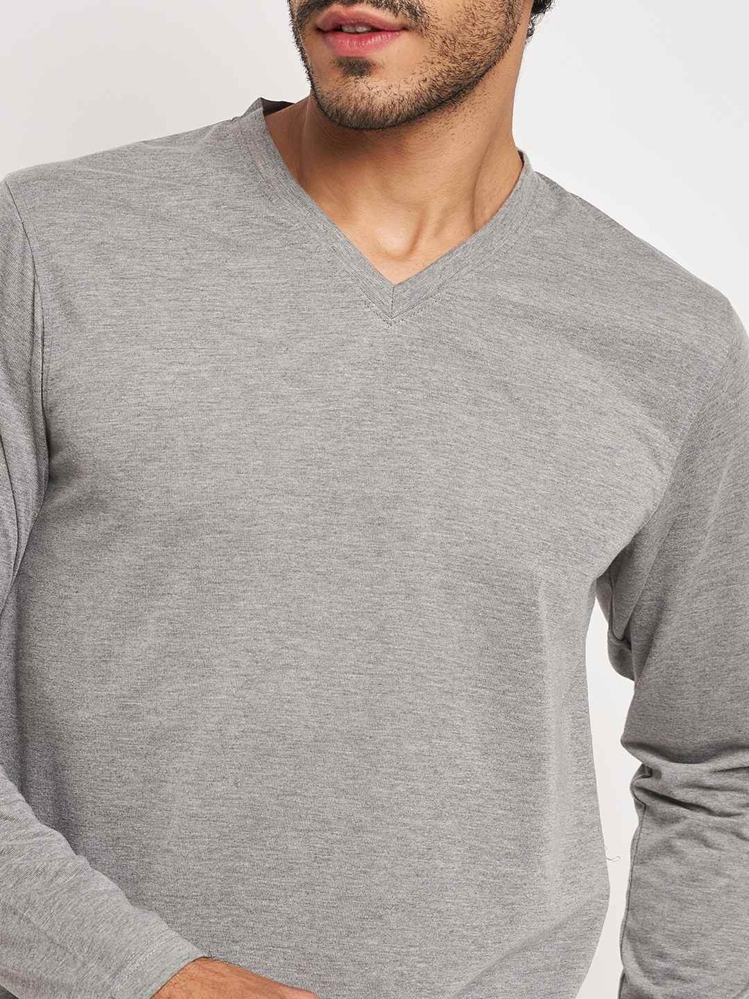Club York Grey Cotton Regular Fit T-Shirt