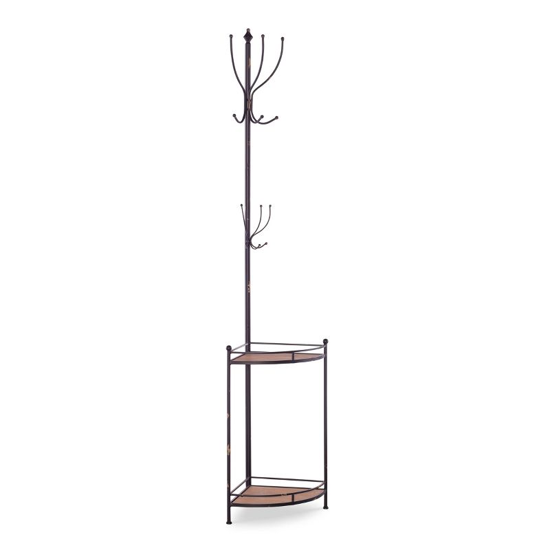 Corner Metal and Wood Coat Rack Brown - Linon