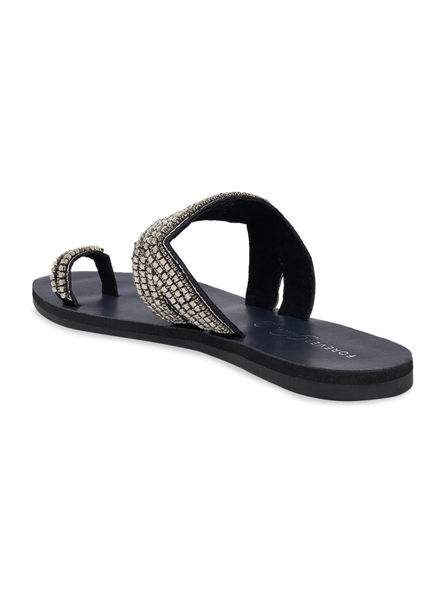 Forever Glam by Pantaloons Women's Gun Metal Toe Ring Sandals