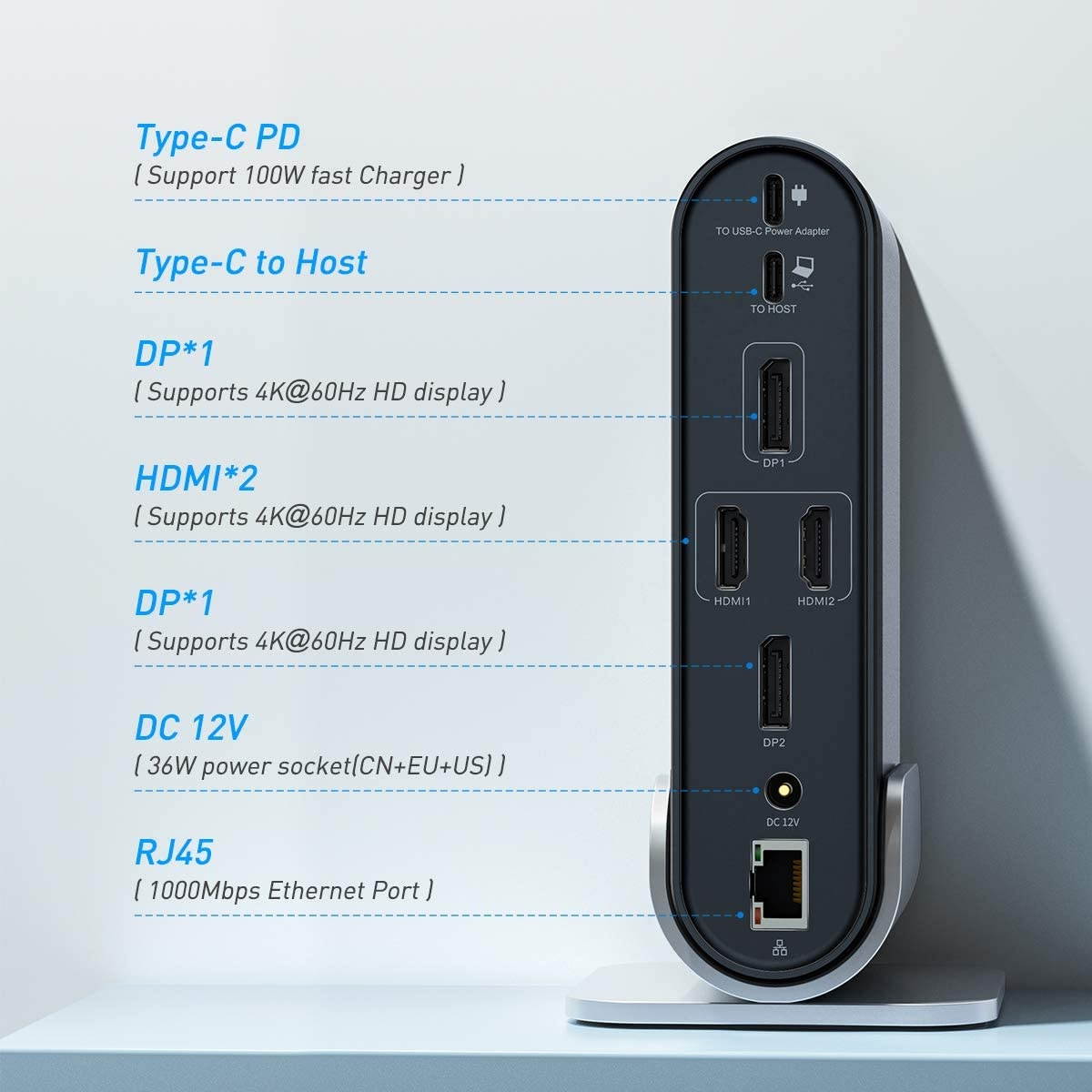 Baseus 4 Monitor Docking Station,16-in-1 Universal USB C Dock Compatibility Triple&Double Display Hub for Windows,Mac,Laptops(2 HDMI & 2DP,3 USB3.0,1000Mbps Ethernet, microSD and SD Card Reader)