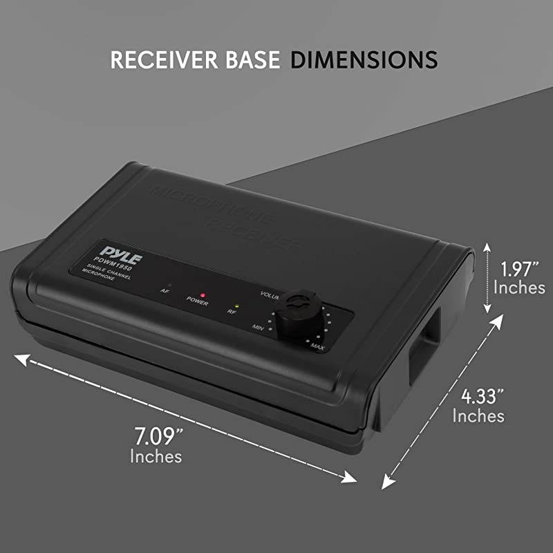 Compact UHF Wireless Microphone System Pro Portable Single Channel Desktop Digital Mic Receiver Set w 1 Handheld Mic Receiver Base USB Cable Battery for Home PA Karaoke DJ  PDWM1950
