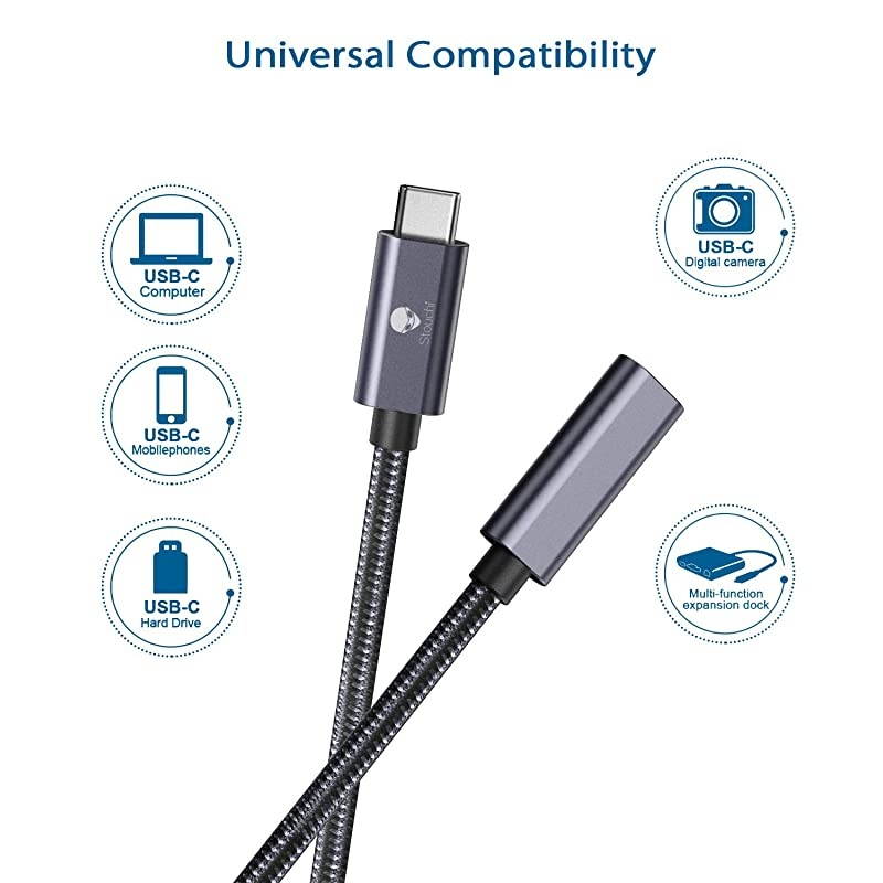 USB C Extension Cable  10Gbps USB Type C 31 Male to Female Fast Charging amp Audio Data Transfer for 2020 iPad Pro Nintendo Switch Thunderbolt 3 MacBook Pro Google Pixel 2 2 XL 3164 FT