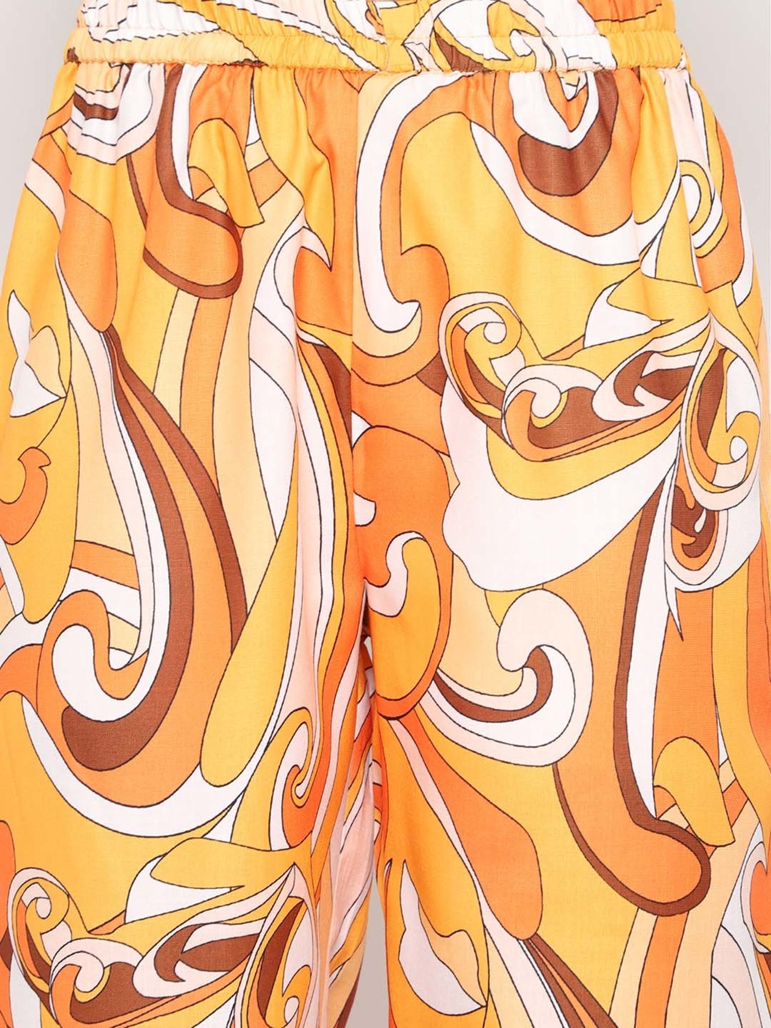 Sringam Yellow Cotton Printed Shirt Pant Set