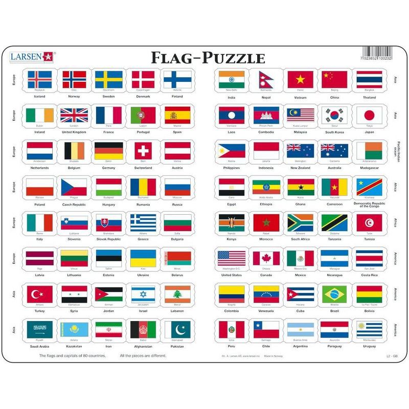 Springbok Larsen Flags Of The World Children's Educational Puzzle 80pc