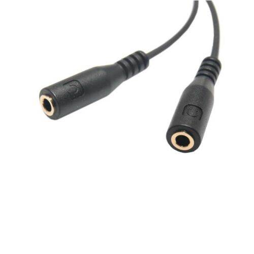 3.5mm Stereo Audio Male to 2 Female Headset Mic TRRS Y Splitter Cable Adapter for 3.5mm Headsets with Separate Headphone Microphone Plugs M/F