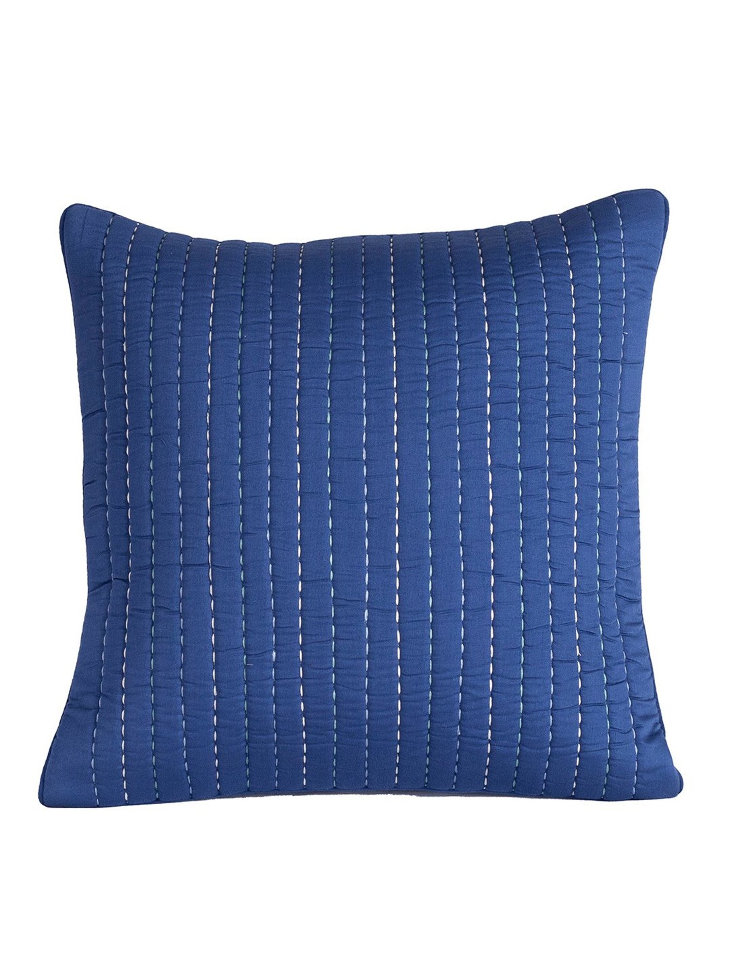 Maspar Hues Folklore Transition Embroidery Blue Cotton Cushion Cover