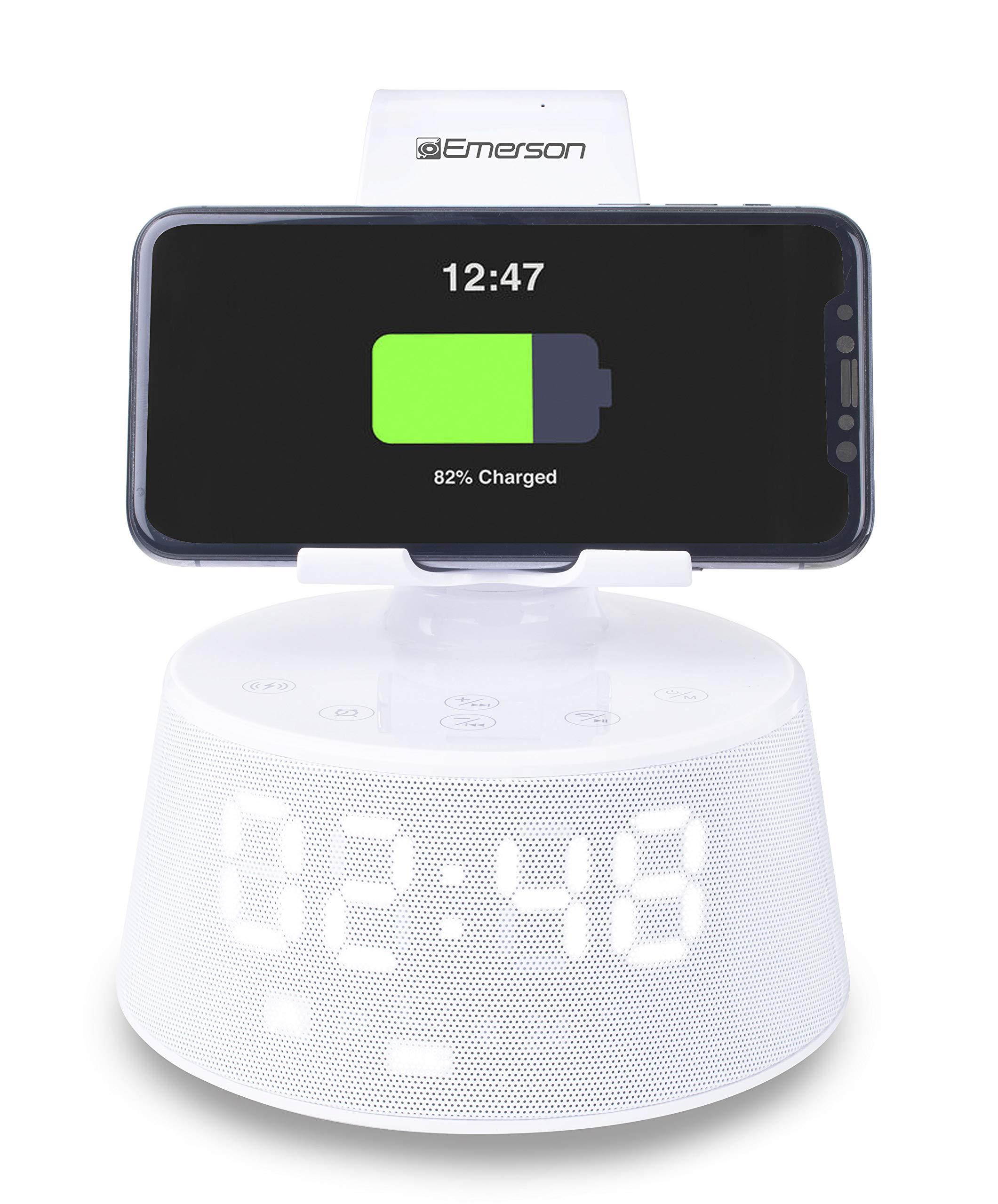 Emerson ER-X300 Docking Station with Wireless Charging, Bluetooth Speaker, Hands-Free Calling and Adjustable Arm