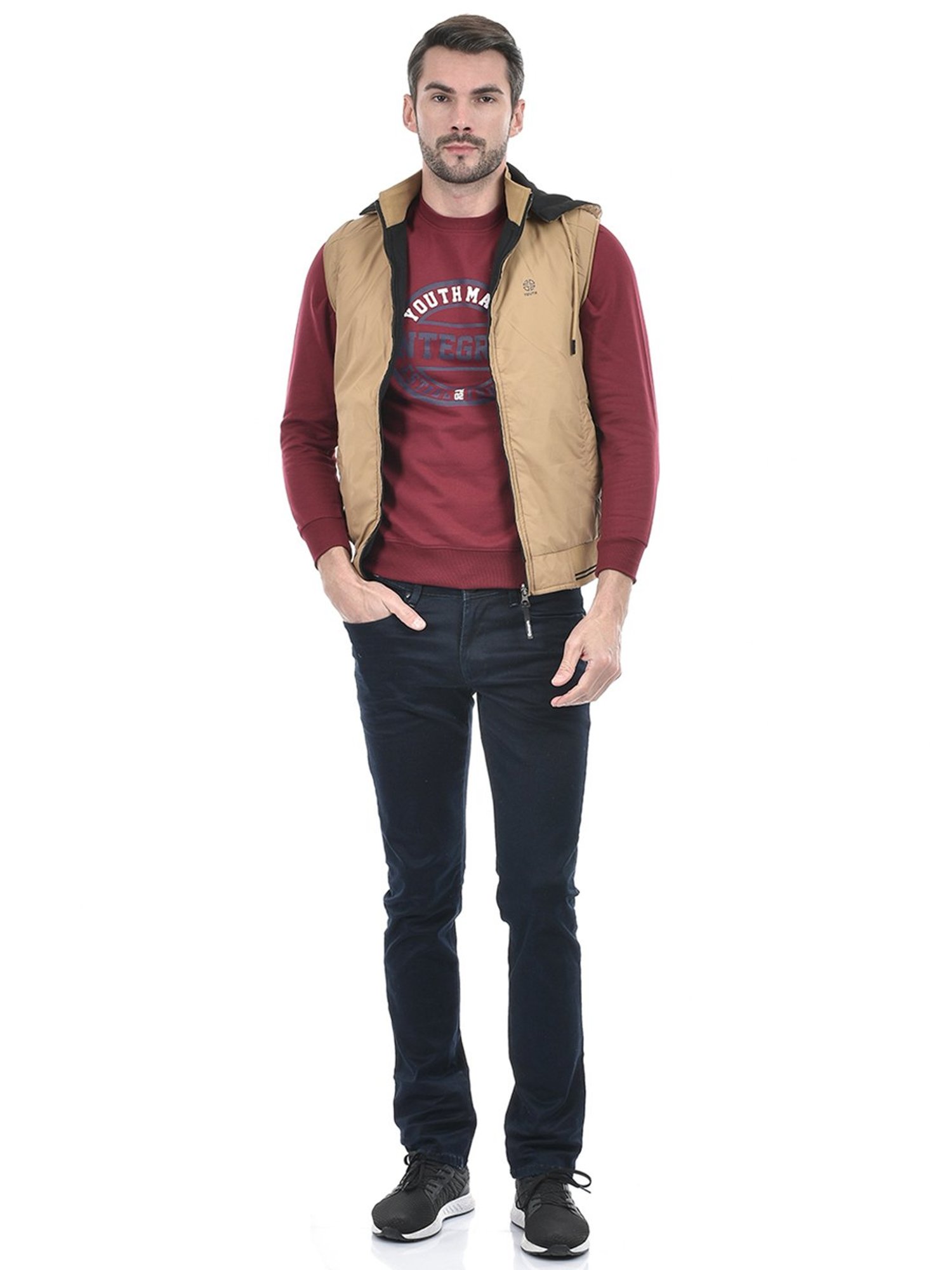 Integriti Beige & Black Regular Fit Reversible Jacket