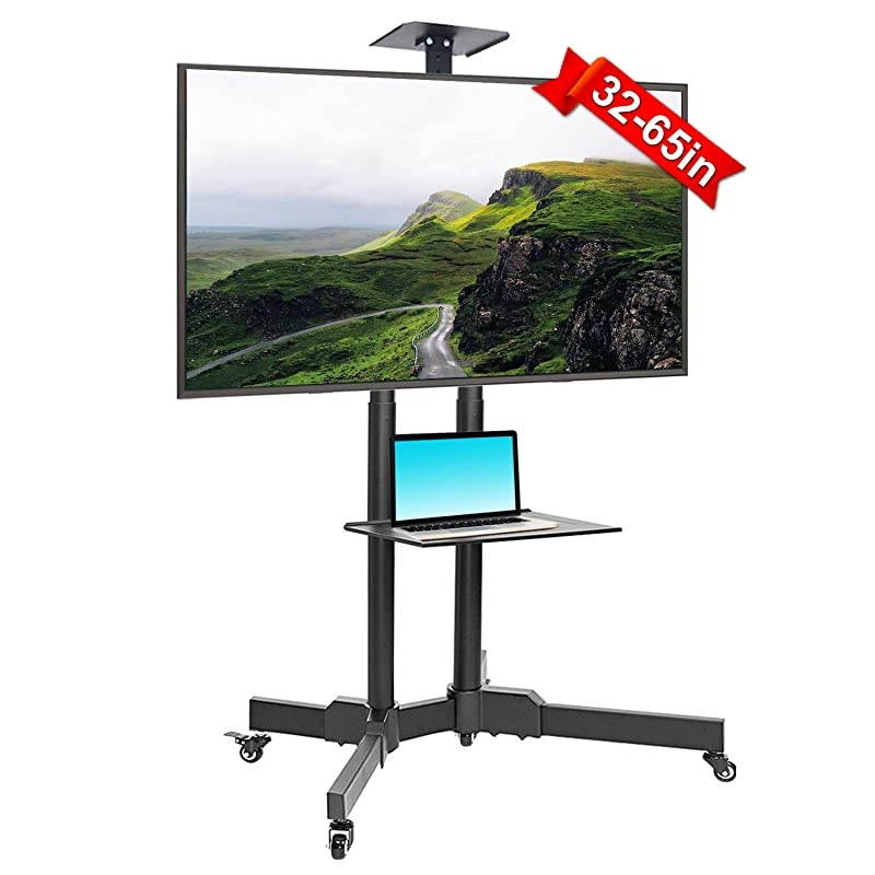 Mobile TV Cart with Wheels and Adjustable Shelf Rolling Trolley Mount TV Stand for 32-65 Inch LCD LED Flat Screen TV,Plasma TVs TV Monitors