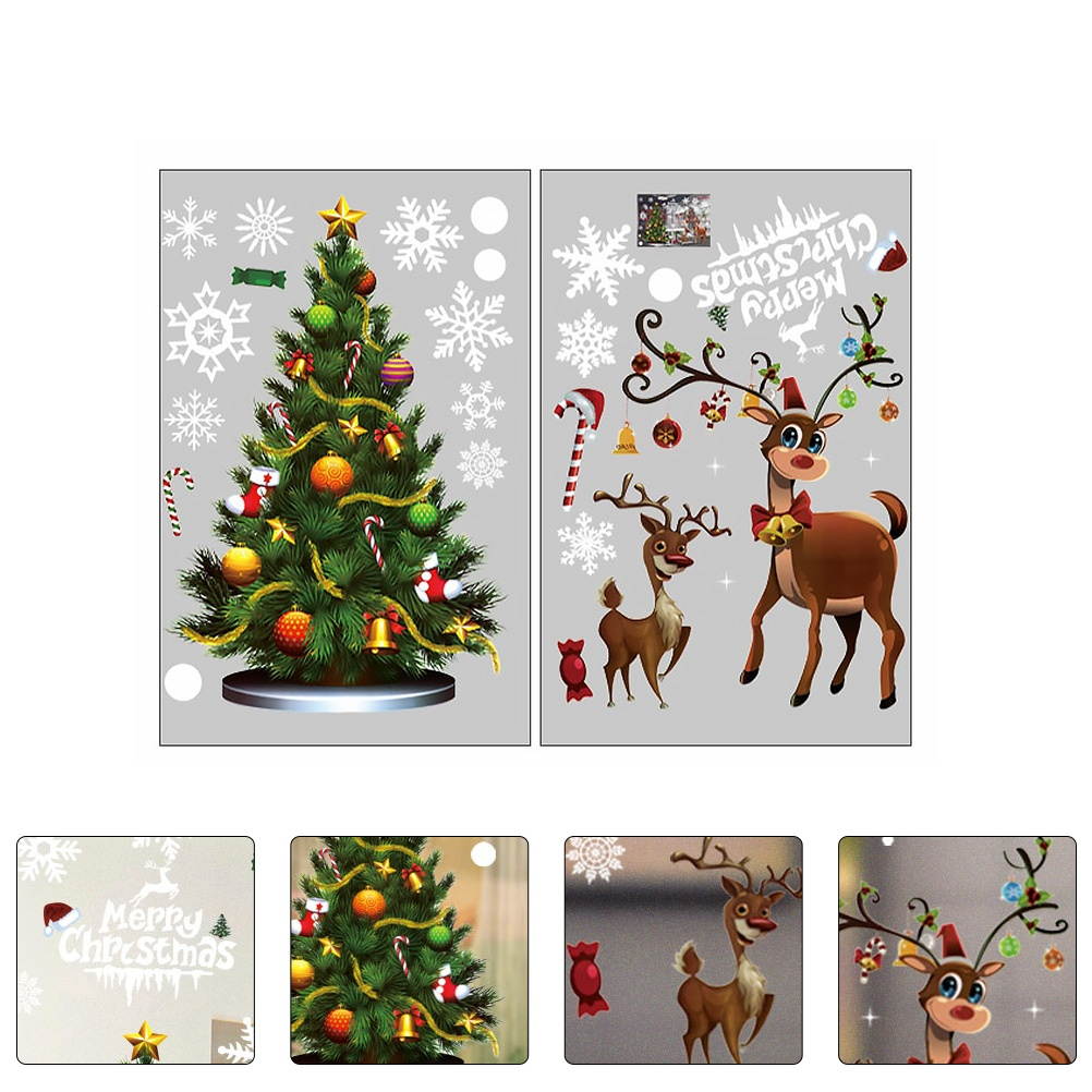 1 Sheet Christmas Theme Wall Stickers Decoration Adorable Window Stickers