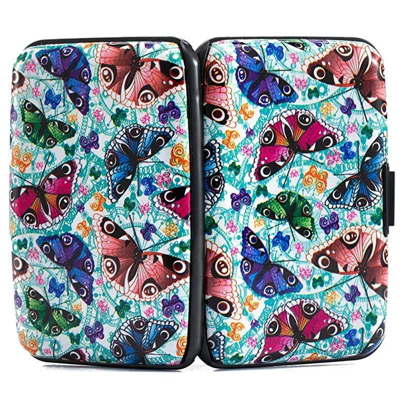 Mini RFID Aluminum Wallet Credit Cards Holder Business Card Case Metal ID Case for Men Women Butterfly