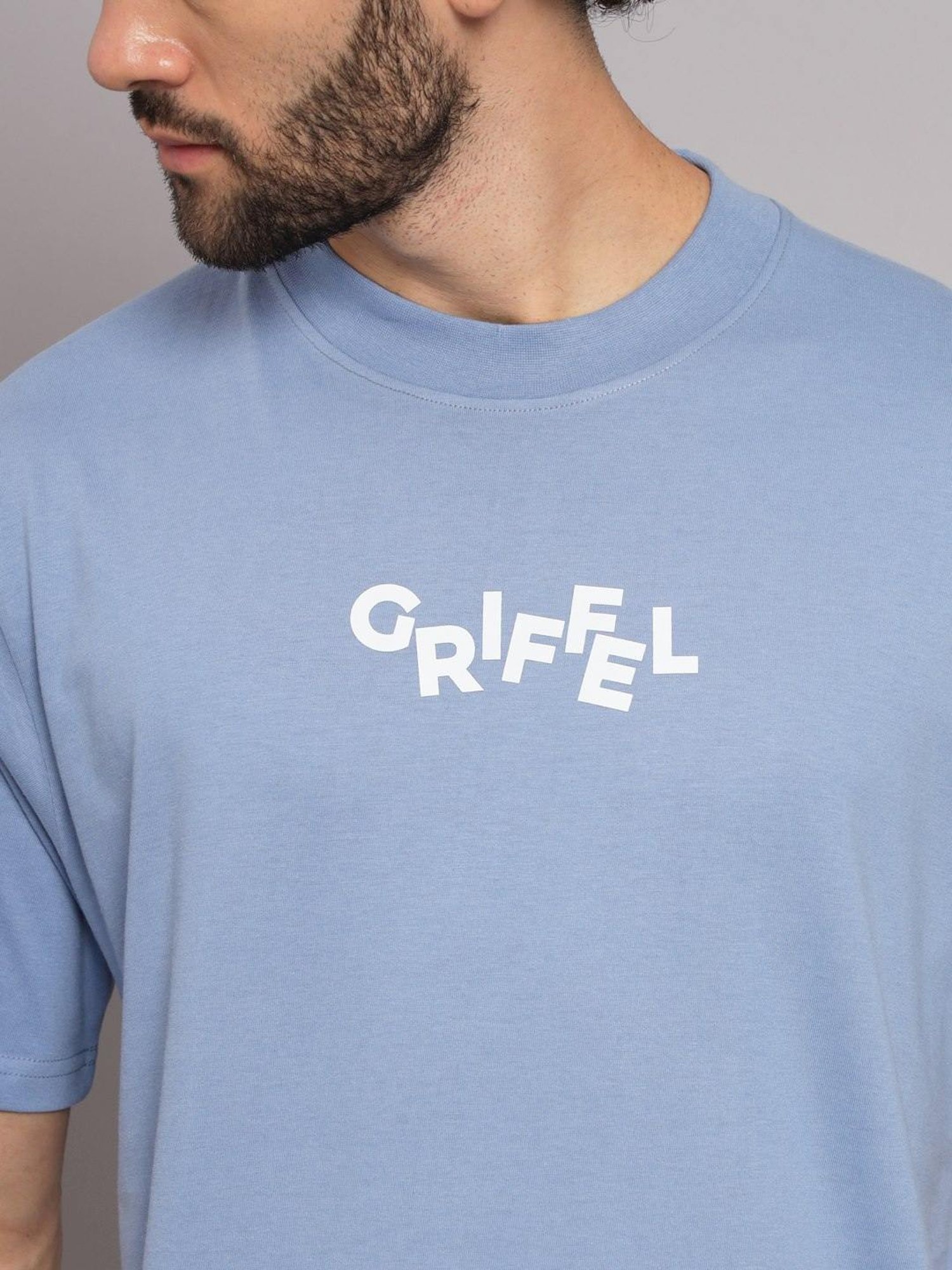 Griffel Blue Cotton Loose Fit Printed Co-Ord Set