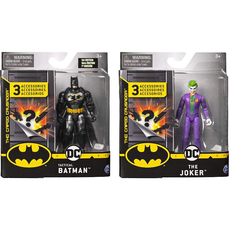 Spin Master Batman Toys Collection Flexible 4 Inch Batman and Joker Action Figures with Accessories for Ages 4 and Up