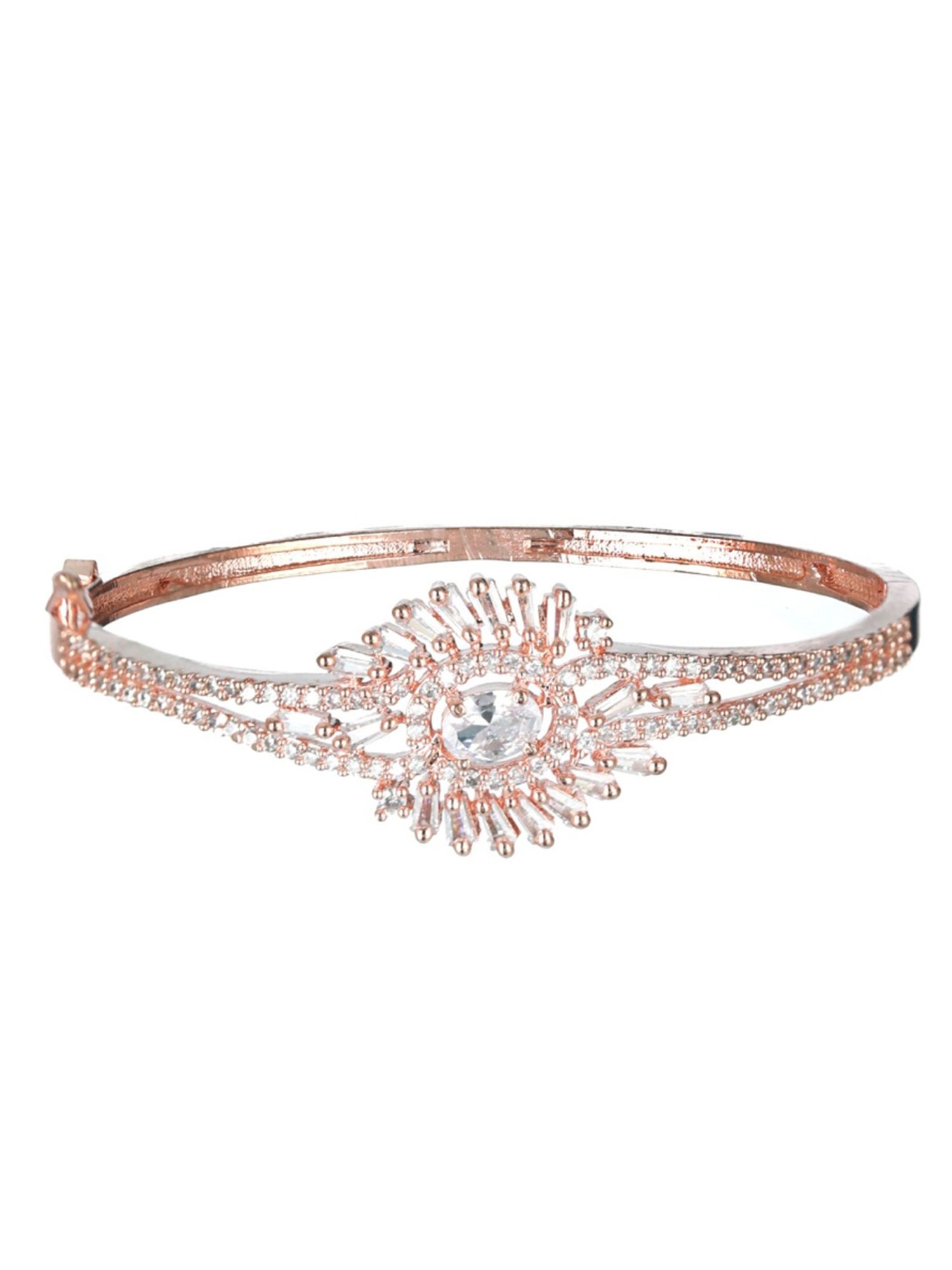 Aatmana Rose Gold-Plated Floral Patteren Handcrafted Bangle-Style Bracelet