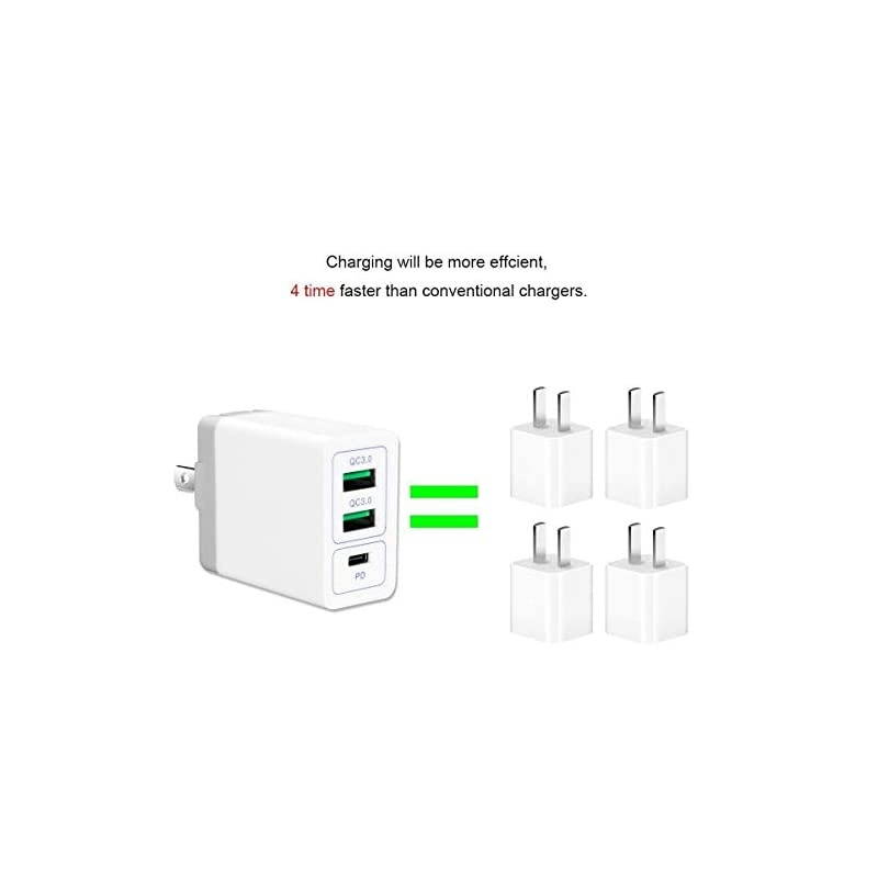Dual Quick Charger PD portable Travel usb wall charger USBC Power Delivery fast QC charger Adapter Charging Block Plug for iPhone Samsung ipad macbook Google and More