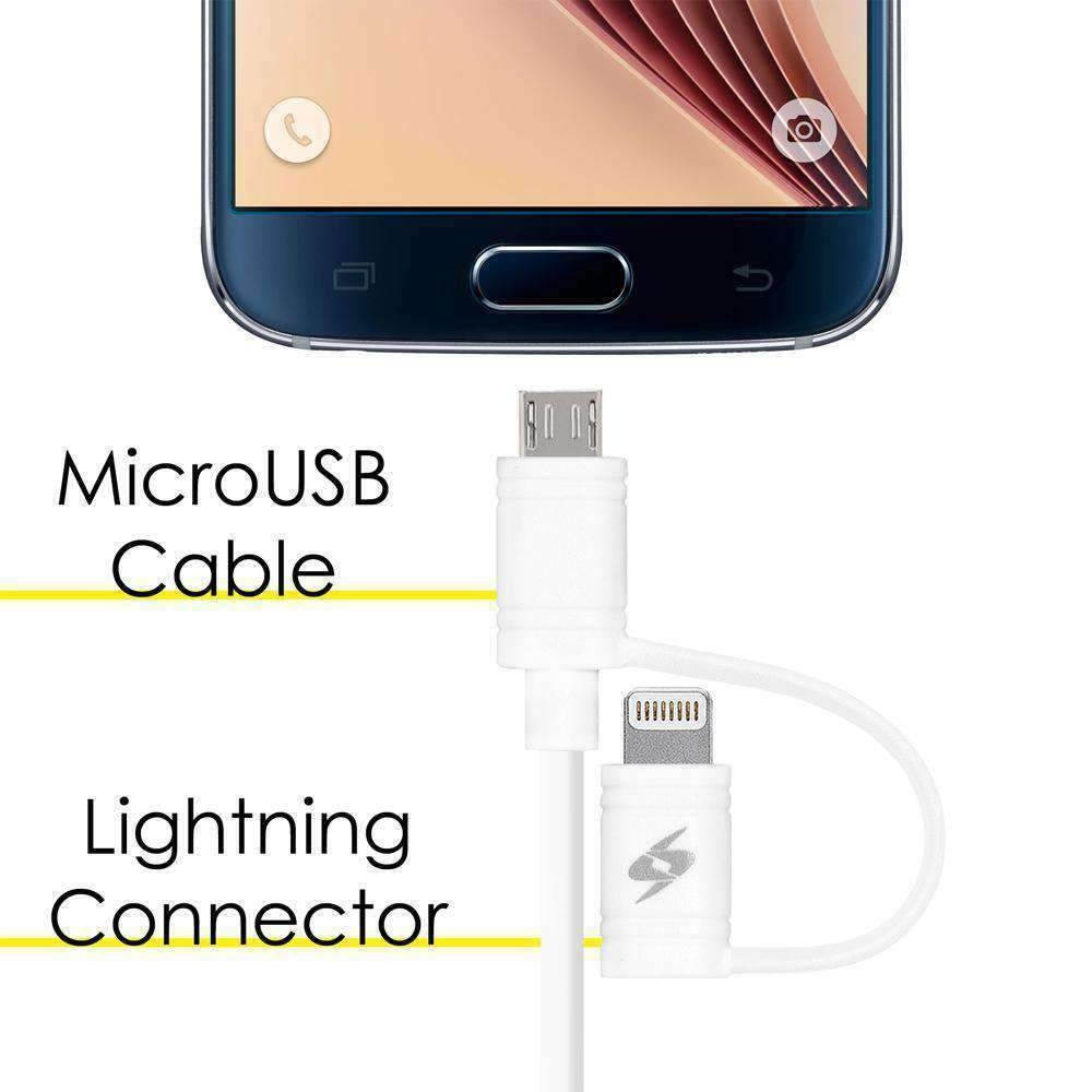AMZER APPLE MFi 2-1 SYNC&CHARGE LIGHTNING CABLE WITH MICRO USB 3.2 FT.