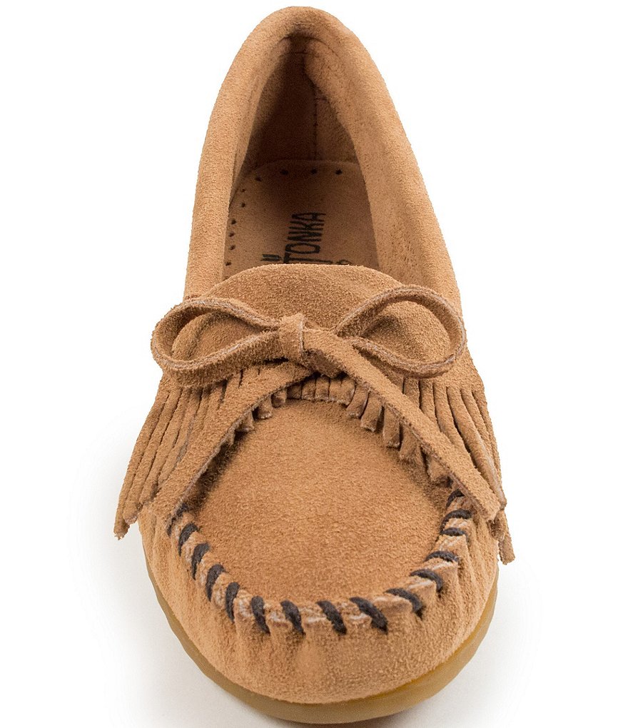 Minnetonka Kilty Suede Fringe Moccasins