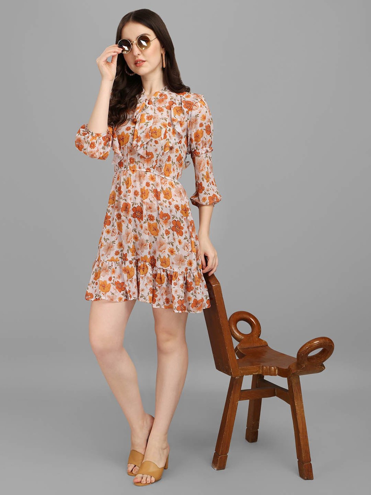 MASAKALI.CO Multicolor Floral Print Skater Dress