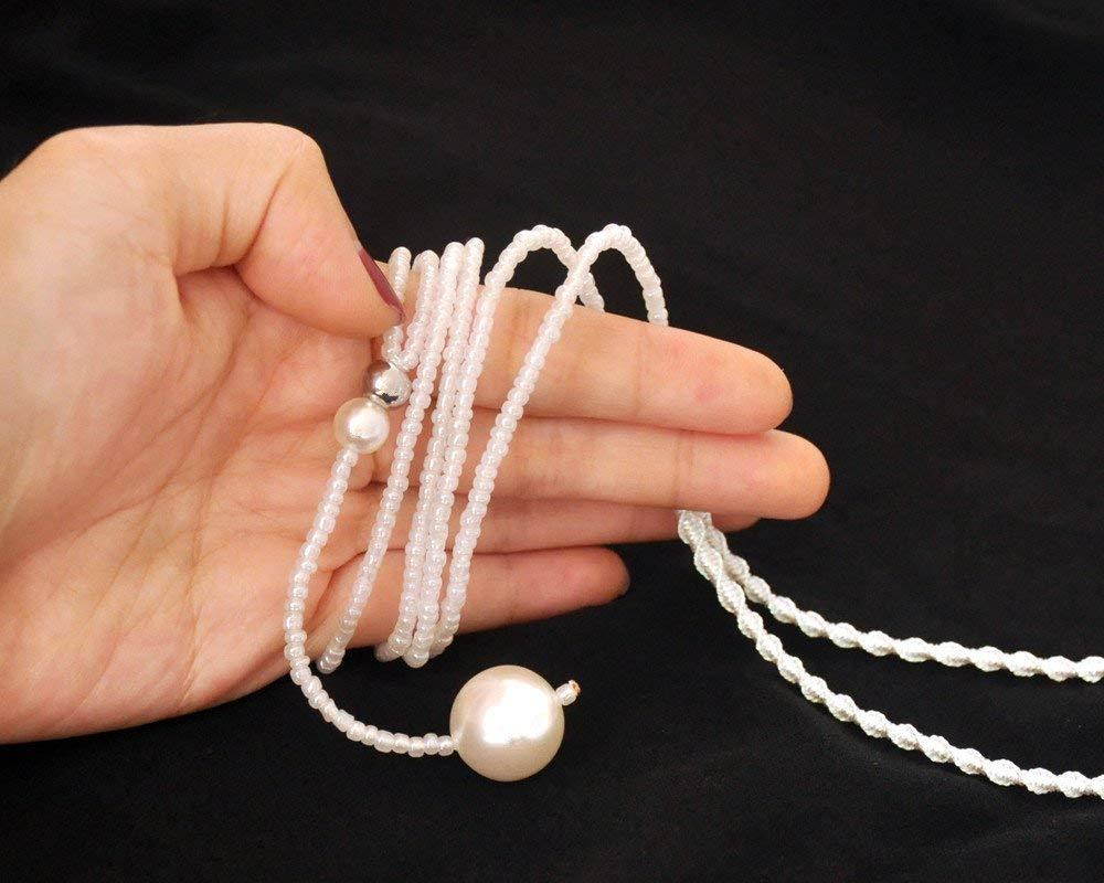 Bluetooth Headphones Stereo Necklace Wireless Headphones Car Hand Free Earbuds Headsets Earpiece Built-in Mic Earphones for All Version Smart Mobile Phones White Pearls Fashion Jewelry Girls Women