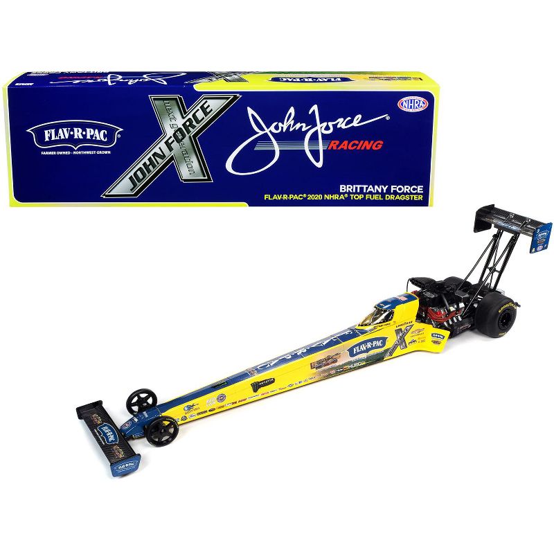 2020 NHRA Funny Car TFD (Top Fuel Dragster) Brittany Force "Flav-R-Pac" John Force Racing 1/24 Diecast Model Car by Autoworld