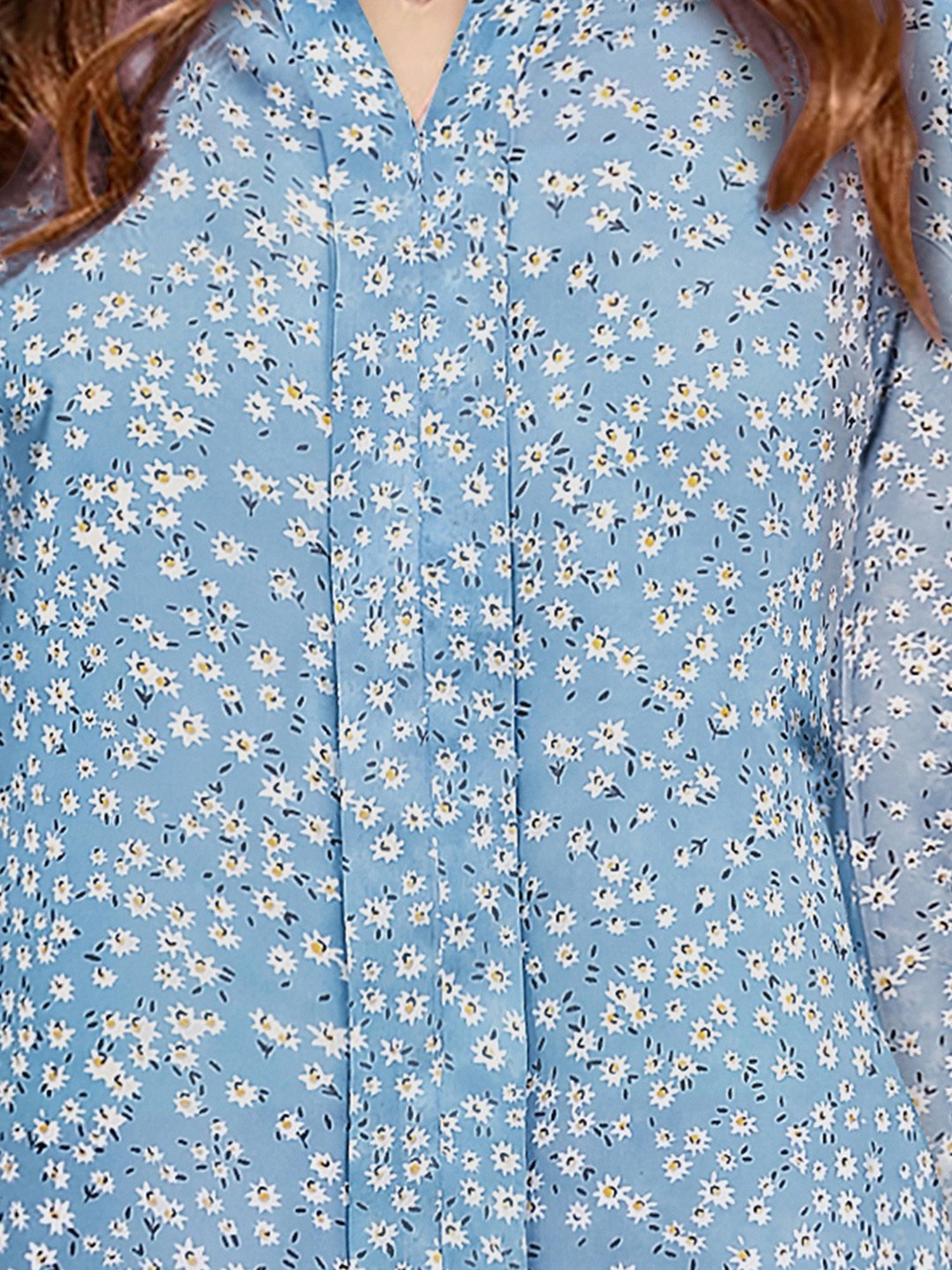 KERI PERRY Sky Blue Floral Print Top