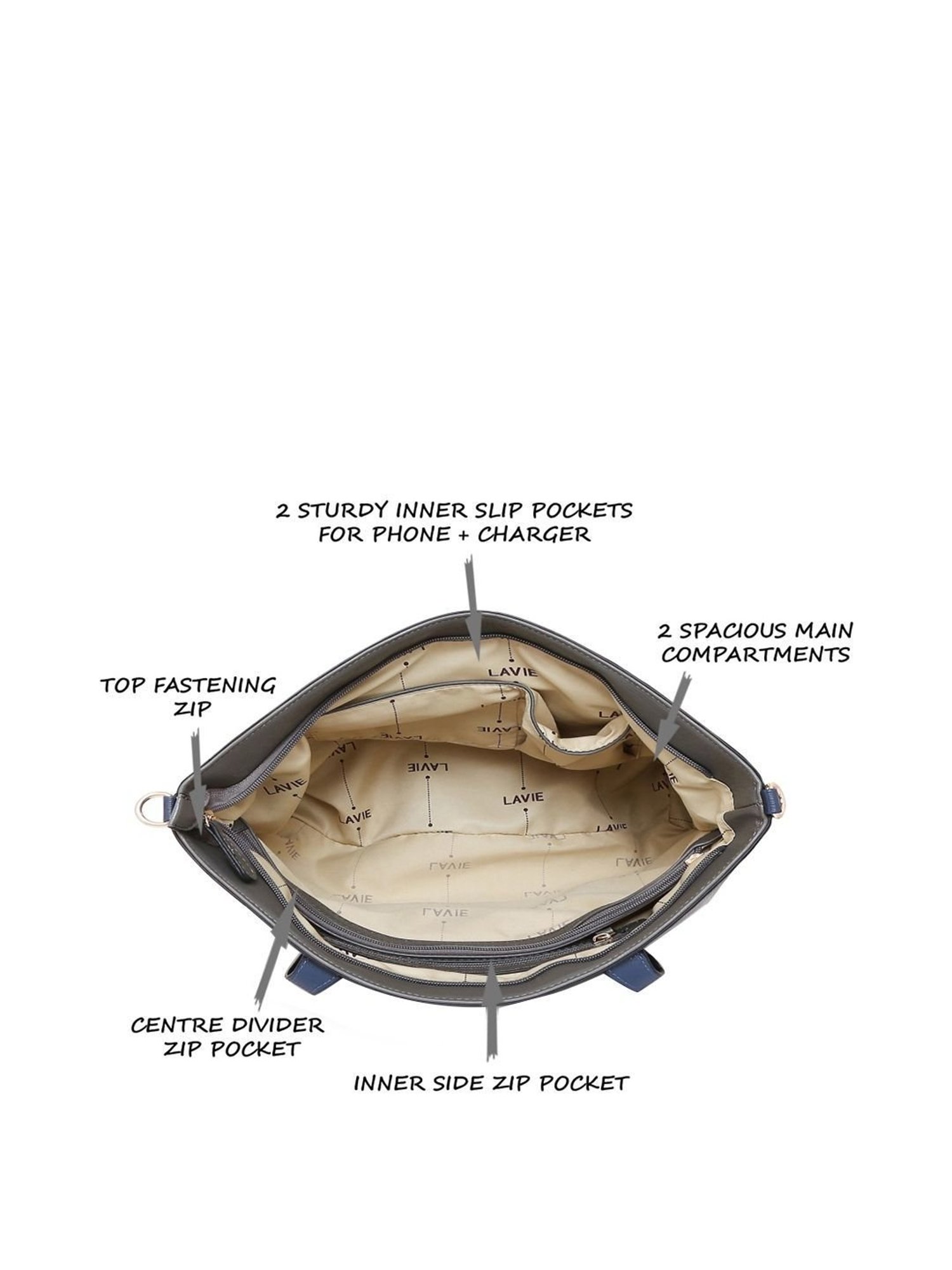 Lavie Adelajda Grey Solid Shoulder Handbag