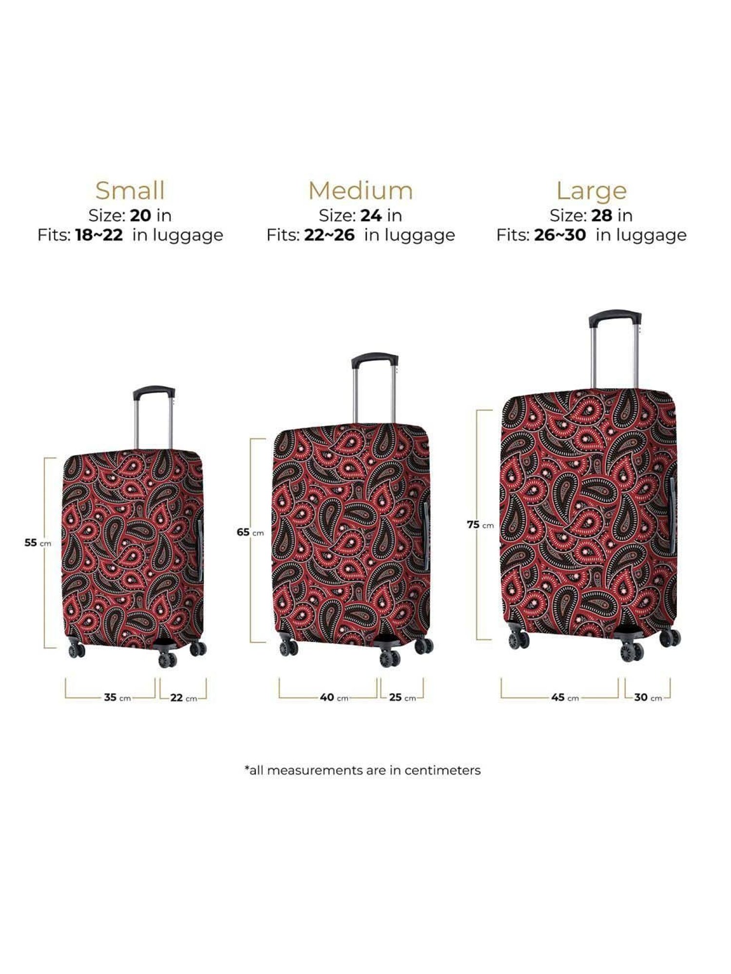 Nasher Miles Polyester 75 cm (28 Inch) Large Protective Luggage Cover - Maroon Paisley Design