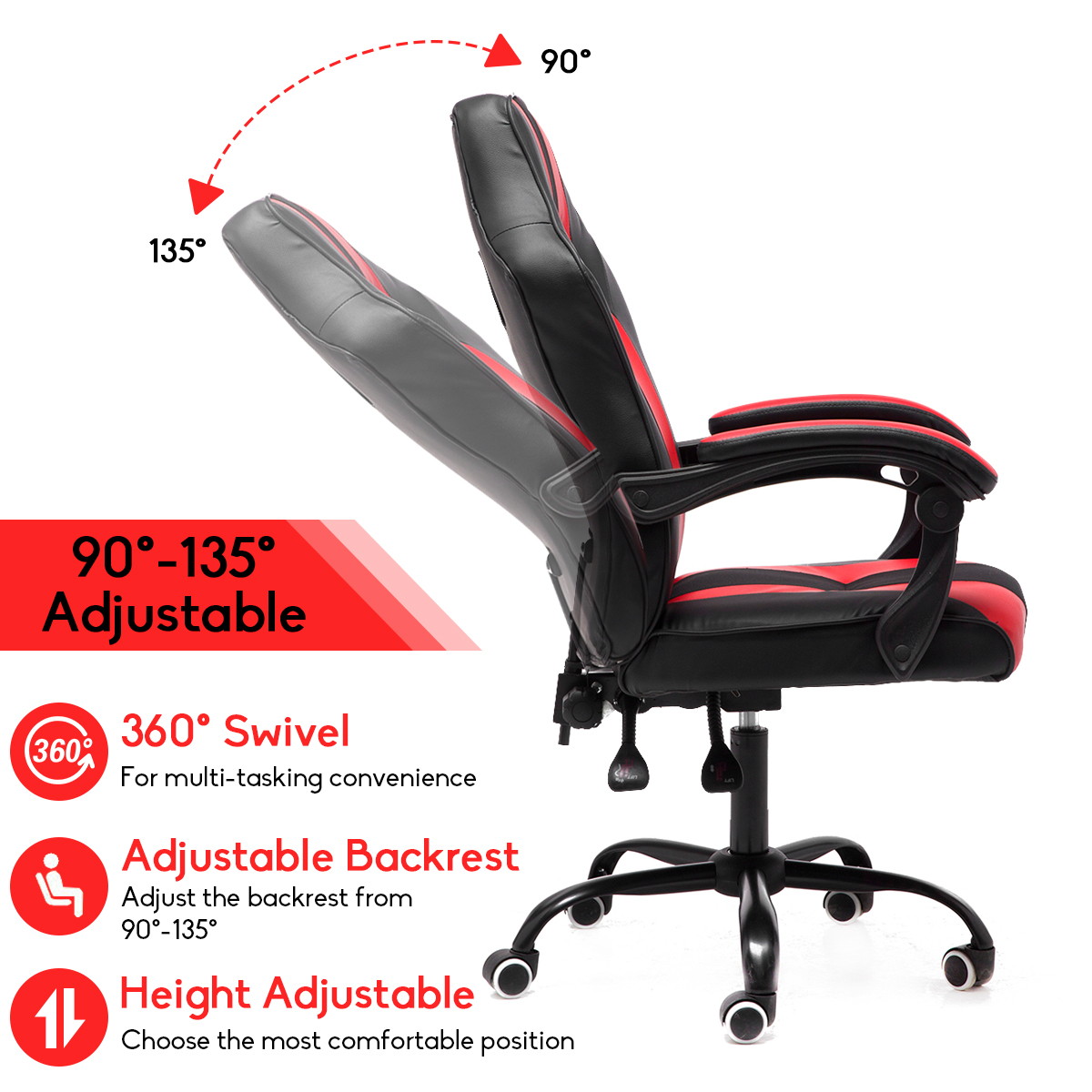 Office Chair Executive Racing Gaming Swivel Leather Sport Computer Chair Recline