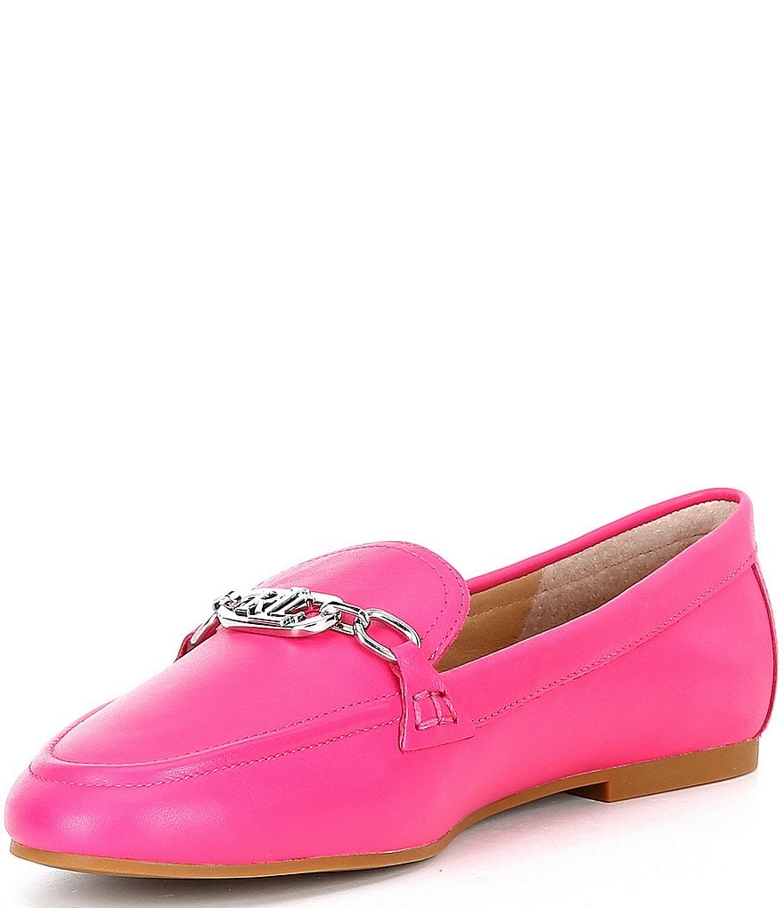 Lauren Ralph Lauren Averi Nappa Leather Embellished Oval Chain Loafers