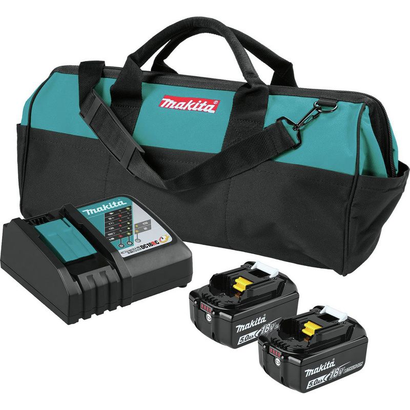 Makita BL1850BDC2X 18V LXT Lithium-Ion Battery and Rapid Optimum Charger Starter Pack (5 Ah)