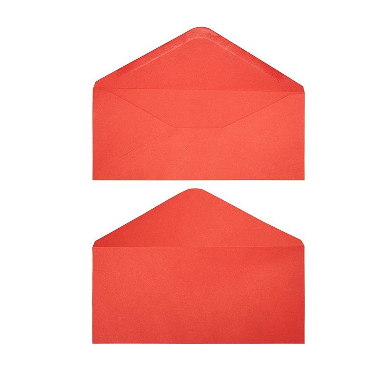 Sustainable Greetings 200-Pack #10 Red Business Letter Envelopes Gummed Seal V-Flap 120gsm, 9.5" x 4.12"