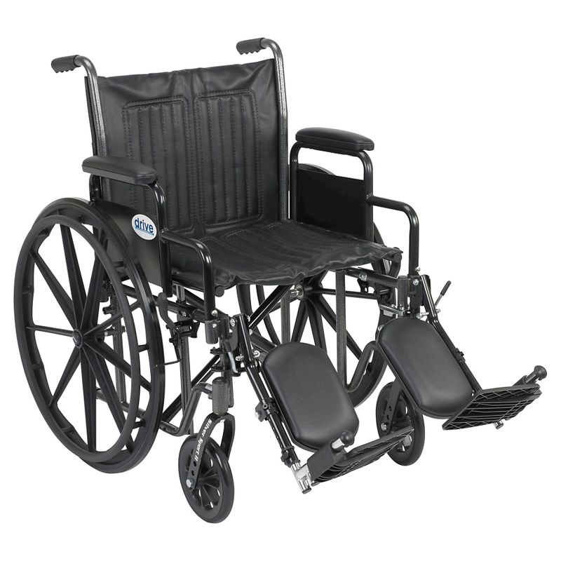 Drive Medical Silver Sport 2 Wheelchair, Detachable Desk Arms, Elevating Leg Rests, 20" Seat