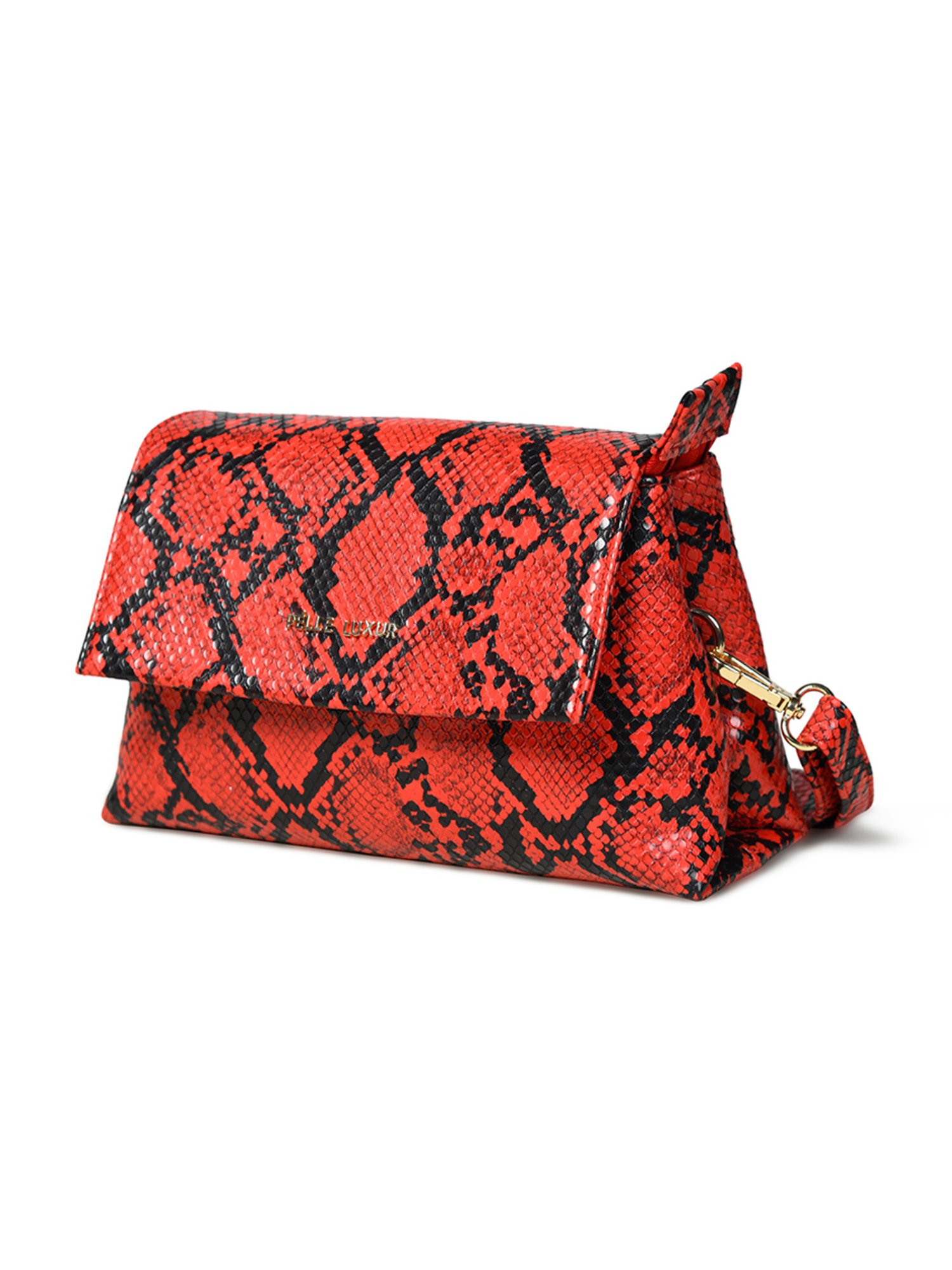 PELLE LUXUR Red & Black Animal Effect Small Cross Body Bag