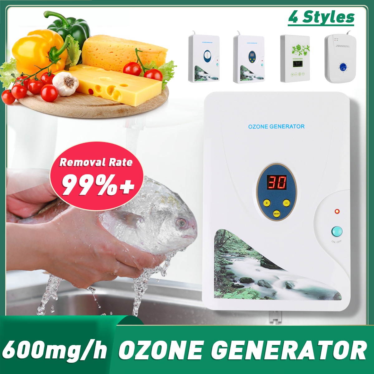Ozone Air Purifier for Small Household Appliances Fruit and Vegetable Cleaning Machine-EU Plug/B