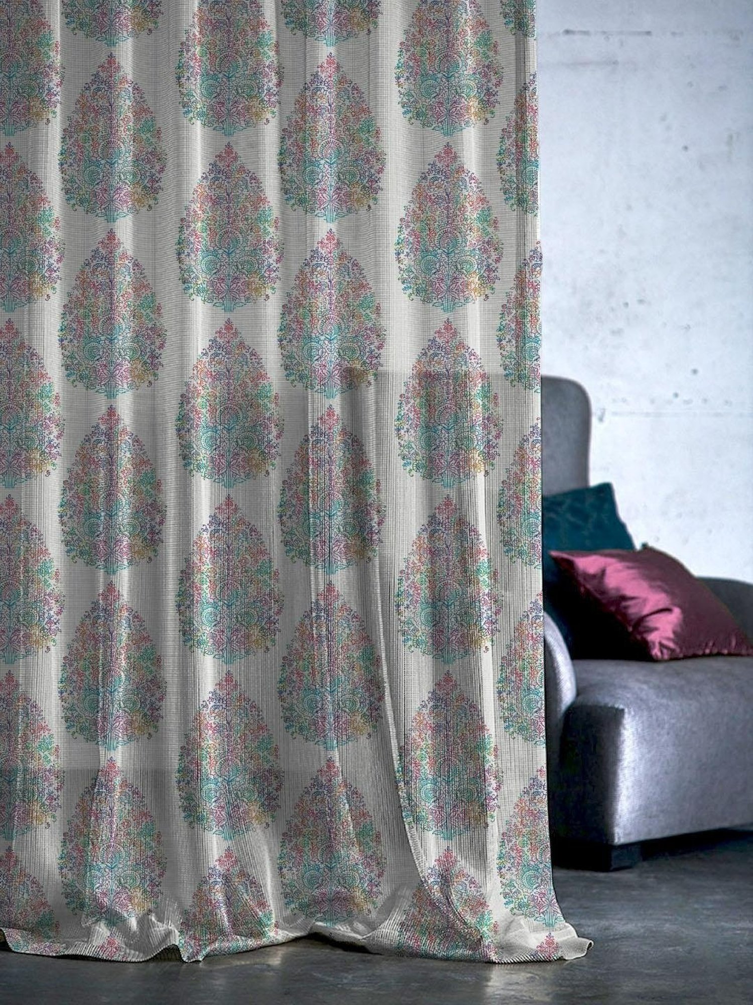 SPACES DRAPE STORY Elegent Digital Print Multicolor Polyester 5 ft Window Curtains - Set of 2