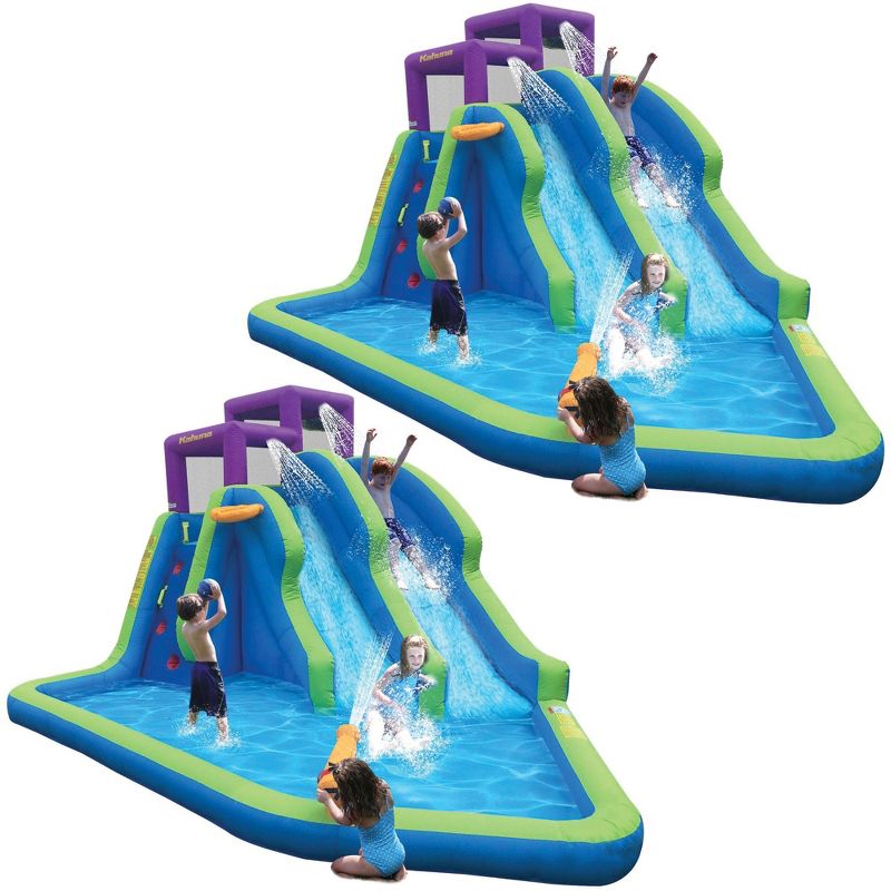 Kahuna Twin Falls Outdoor Inflatable Splash Backyard Water Slide Park (2 Pack)