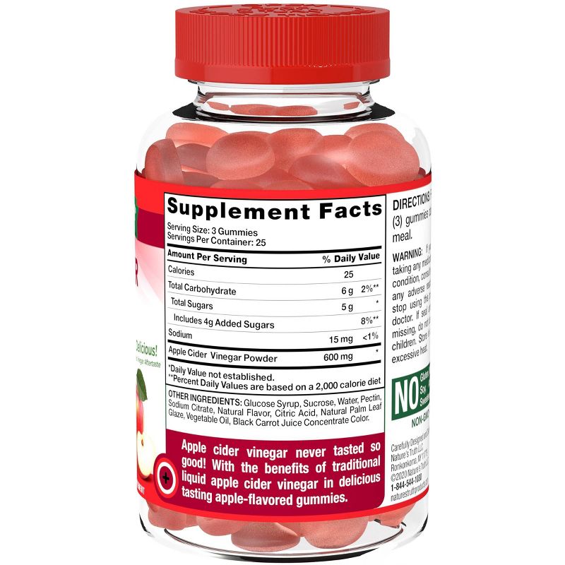 Nature's Truth Apple Cider Vinegar 600mg Gummies - Apple - 75ct