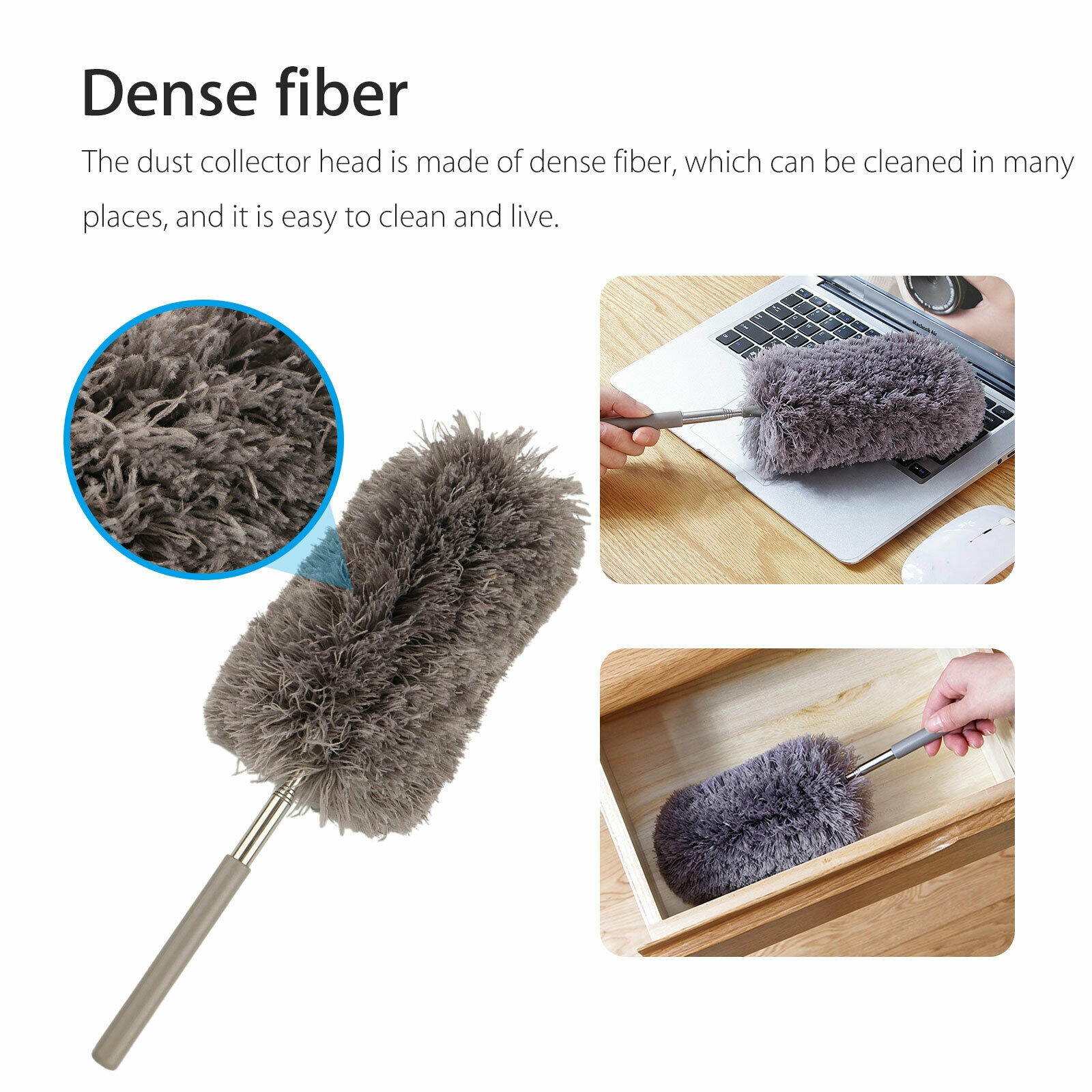 Adjustable Soft Microfiber Feather Duster Dusting Brush Household Dust Cleaner
