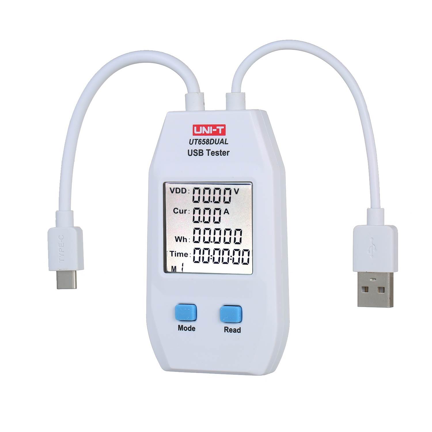 USB Power Meter LCD USB Tester Detector Voltmeter Ammeter Digital Power Capacity Tester (UT658-Dual)