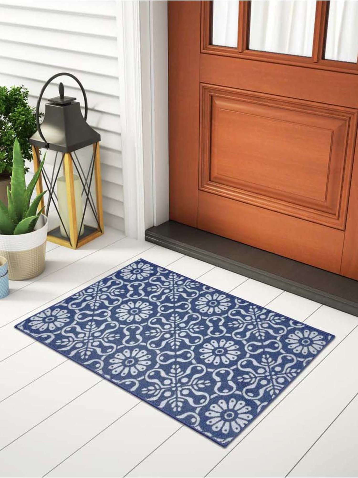 Welspun ETHAN Blue Polyester 1306 GSM Large Foot Mat