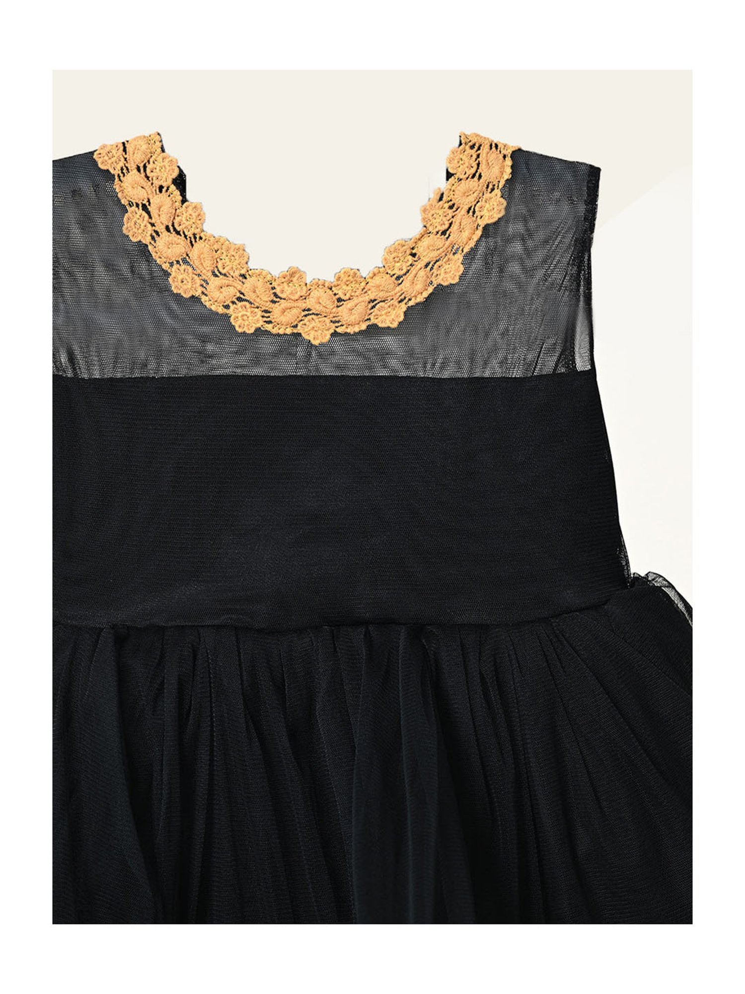 Bella Moda Girls Yellow & Black Self Design Dress