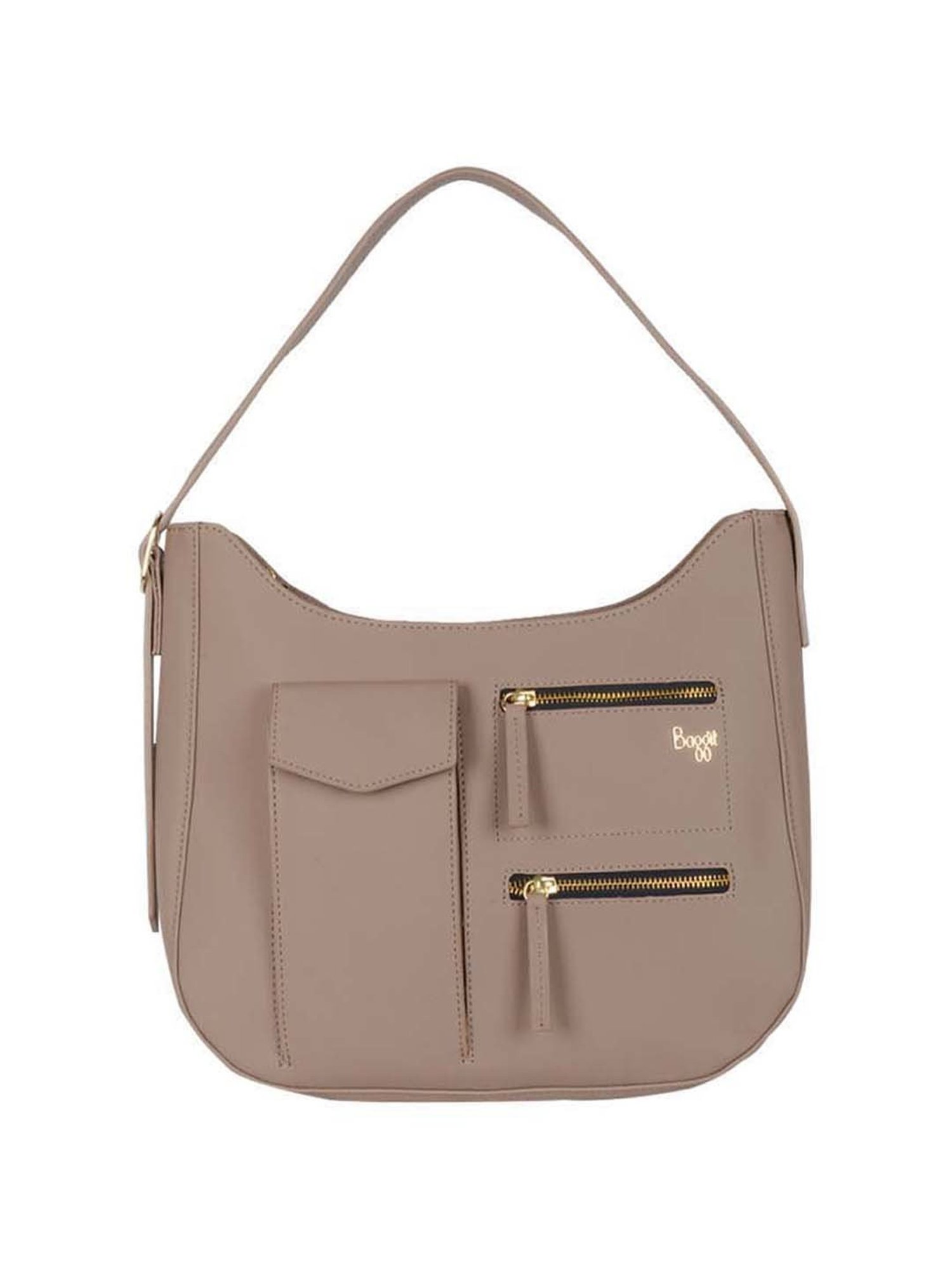 Baggit Pink Solid Medium Hobo Handbag
