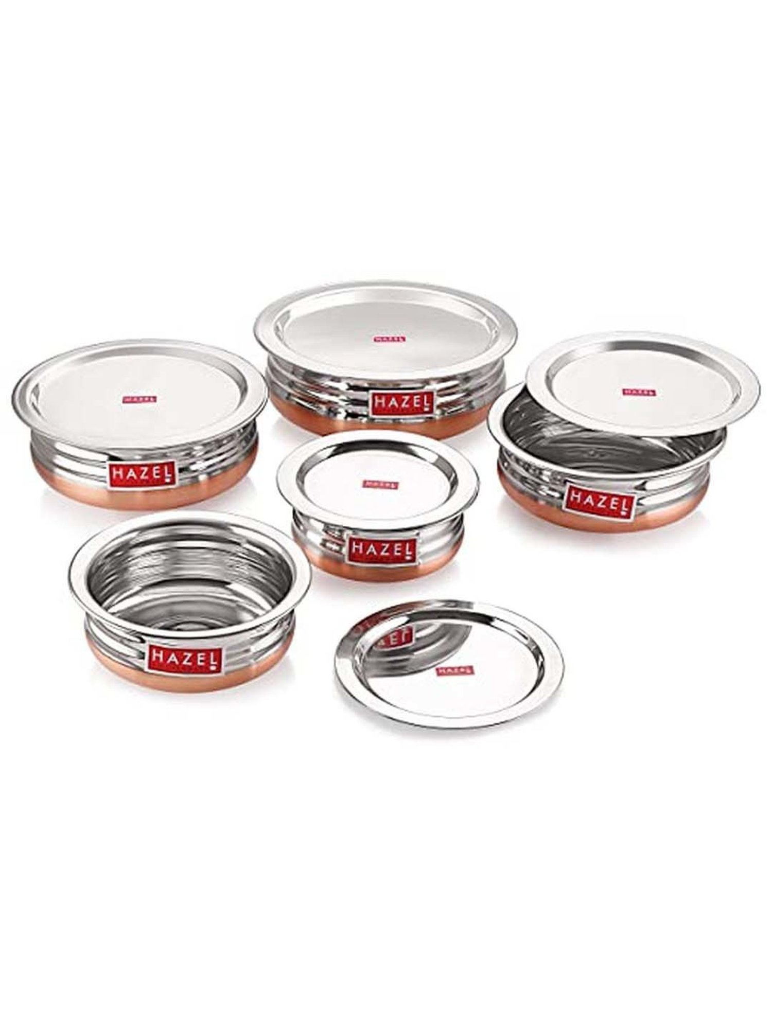 HAZEL Silver Stainless Steel Cooking Tope with Lid - Set of 5