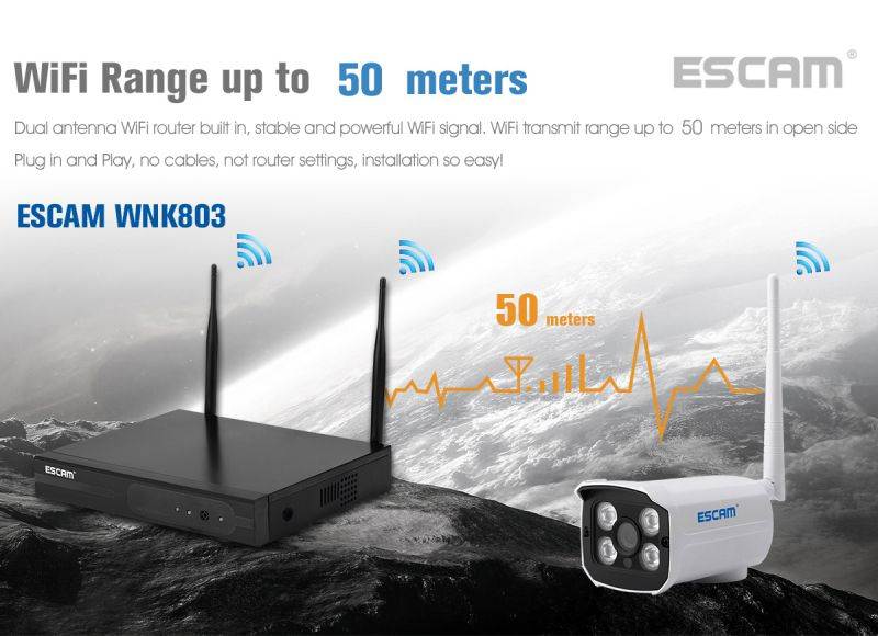 ESCAM WNK803 8CH 720P Wireless NVR Kit Outdoor IR WiFi IP Camera Surveillance Home Security System