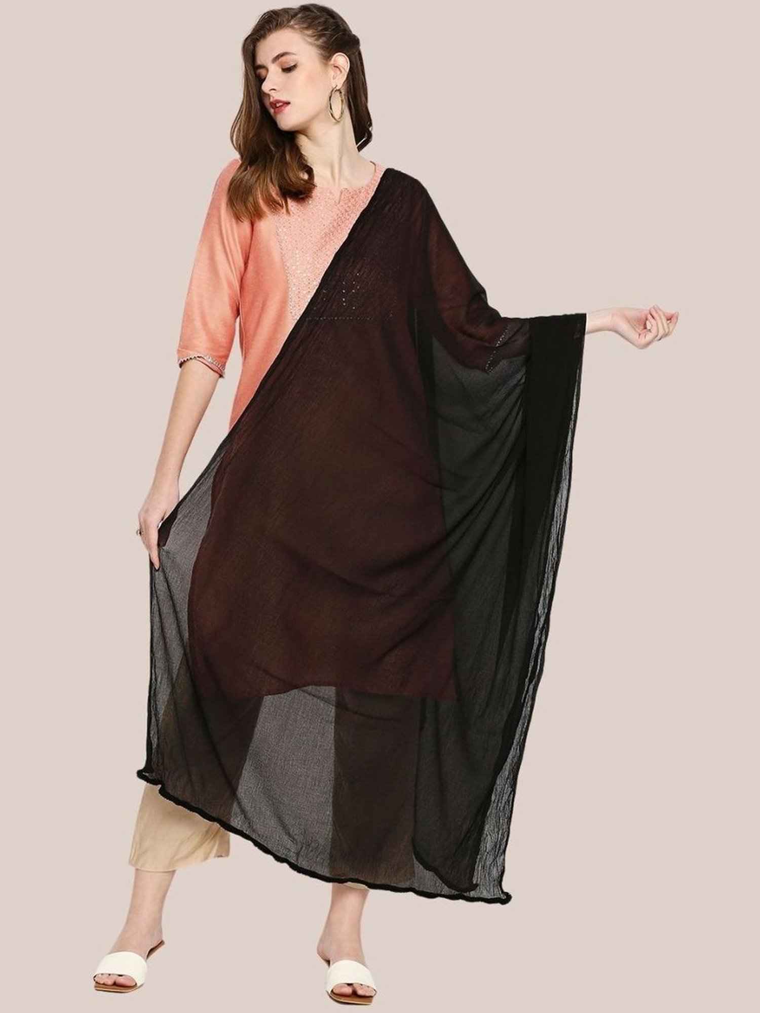Dupatta Bazaar Black Cotton Dupatta
