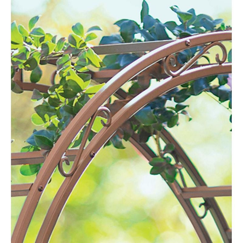 Plow & Hearth - Montebello Iron Garden Arbor Trellis with Beautifully Crafted Scroll Work Design