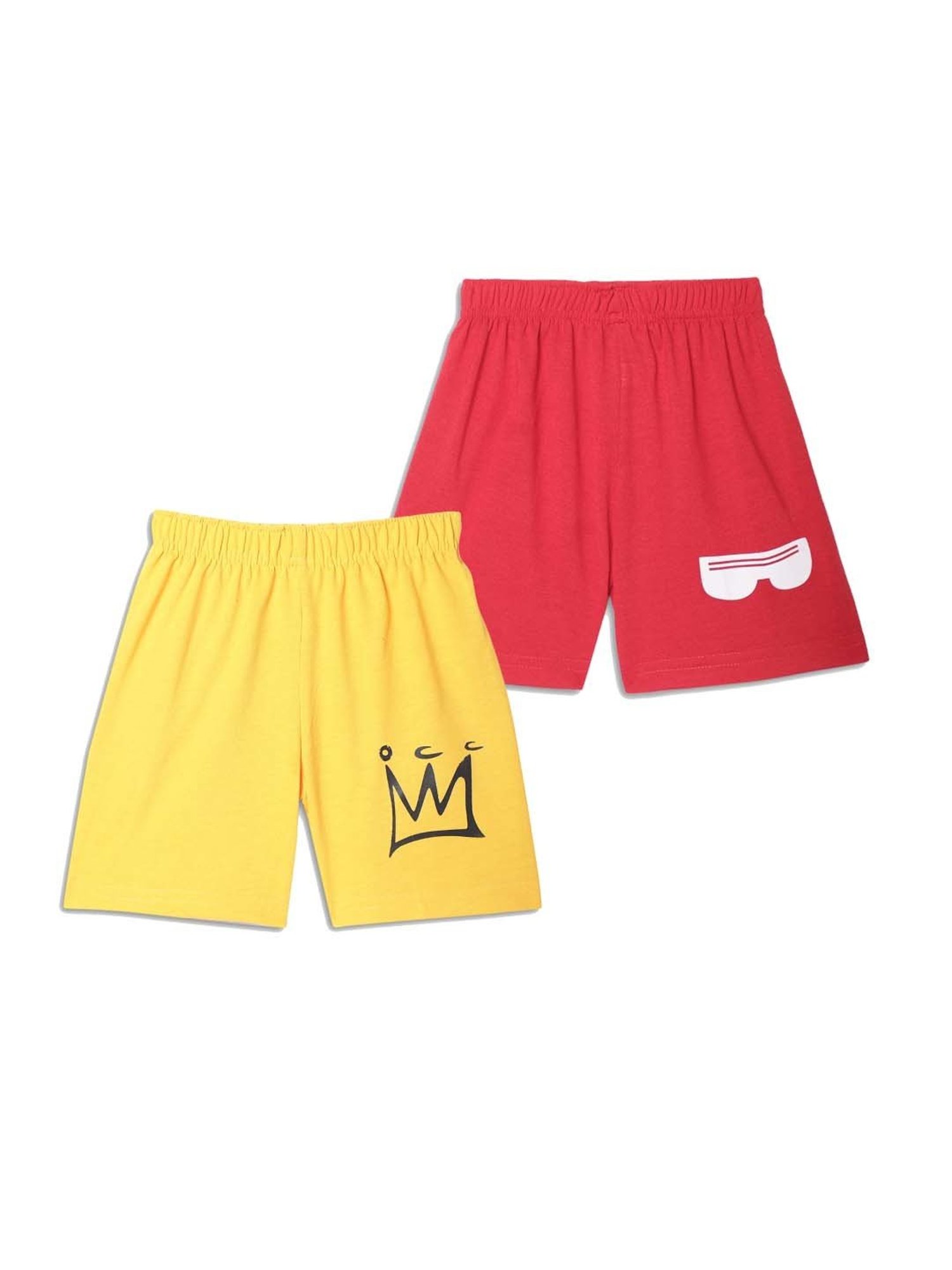 HELLCAT Kids Yellow & Navy Printed Shorts (Pack Of 2)