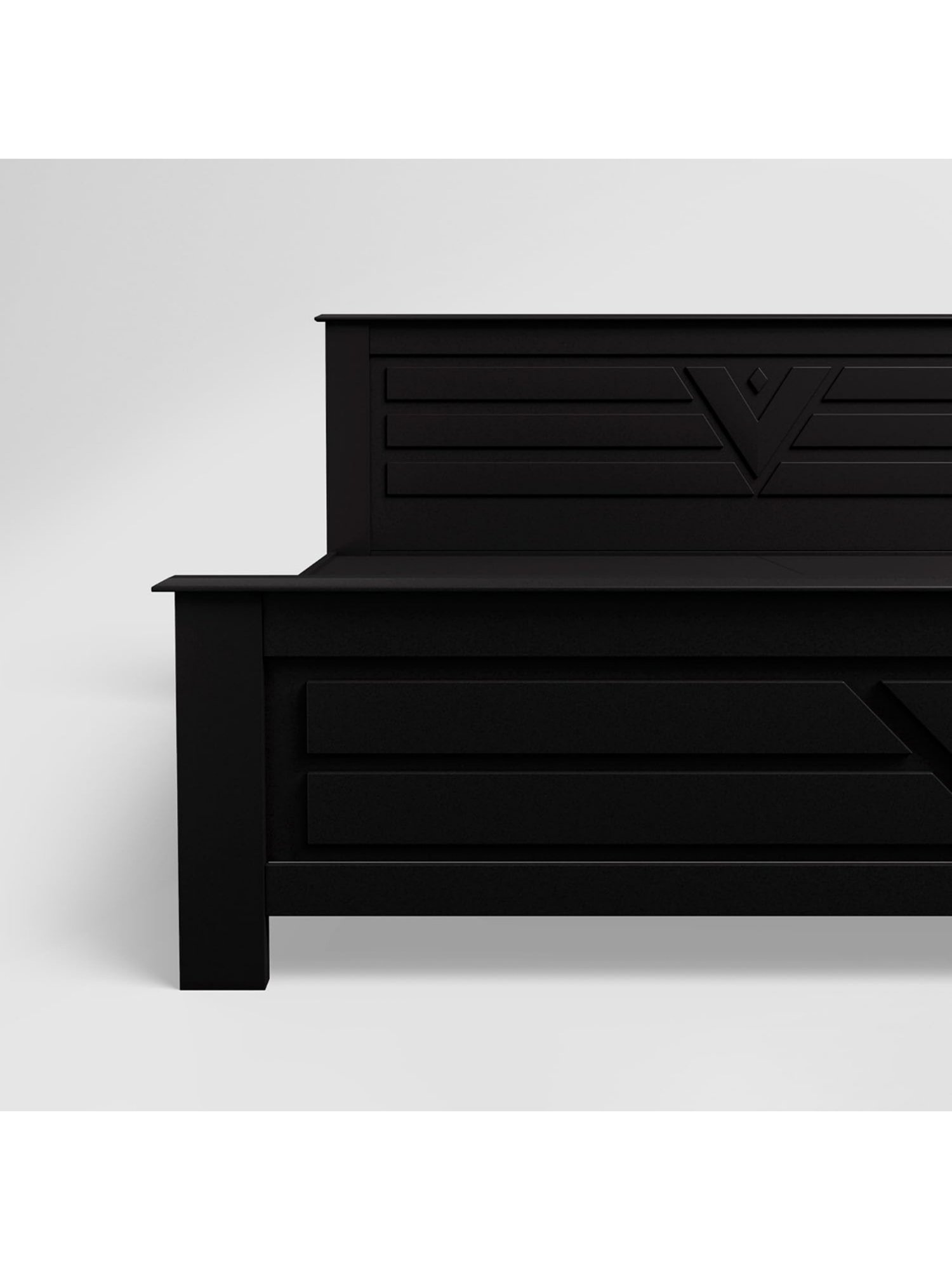 Godrej Interio Sketch Black Solid Wood Queen Size Bed