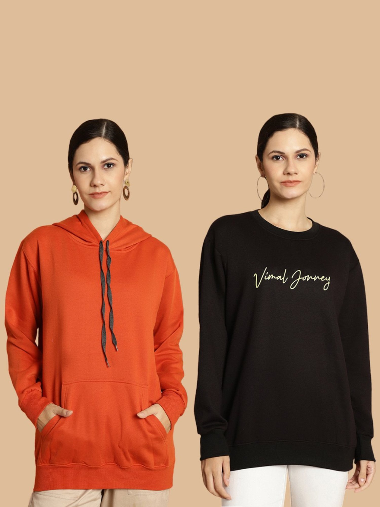 Vimal Jonney Rust & Black Printed Sweatshirt - Pack Of 2